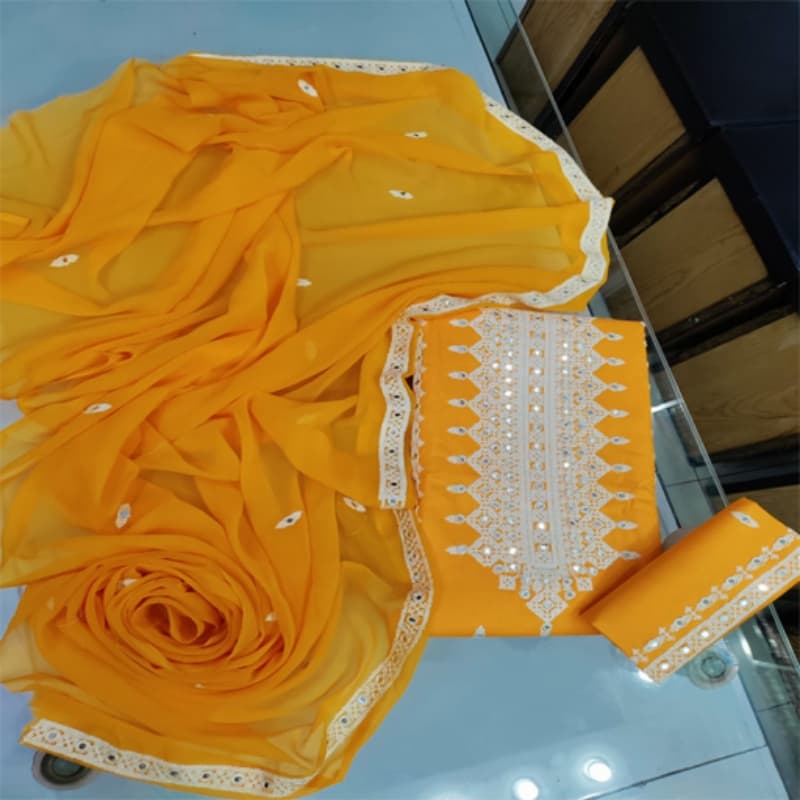 Cotton with shaffon duppata