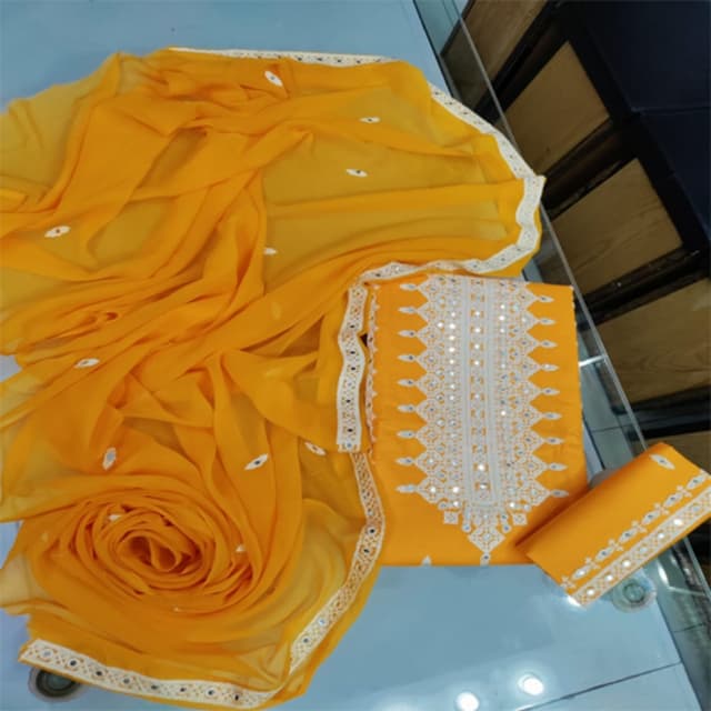 Cotton with shaffon duppata