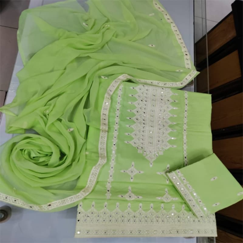Cotton with shaffon duppata