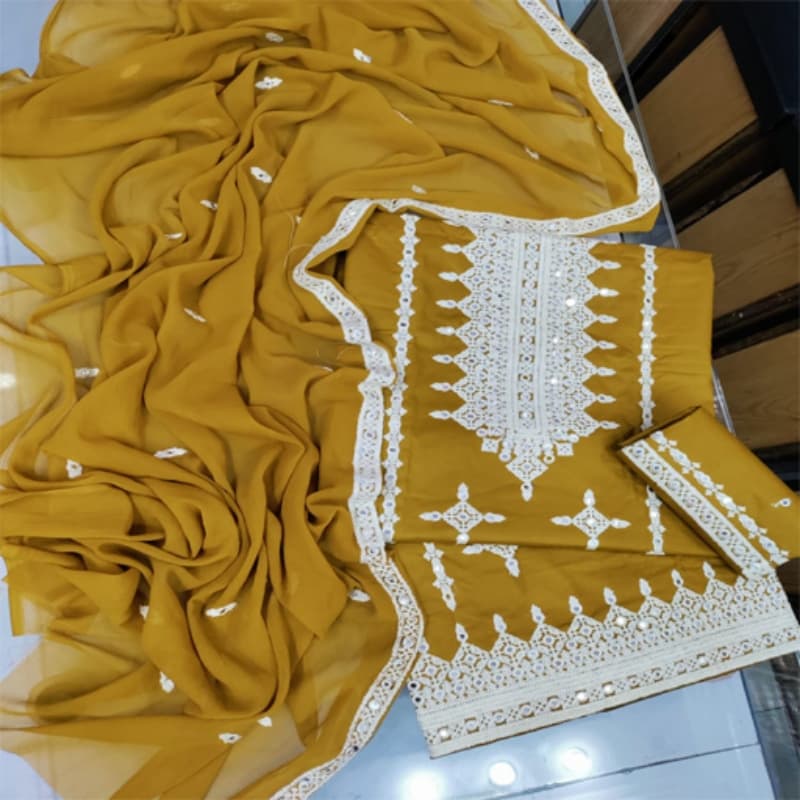 Cotton with shaffon duppata