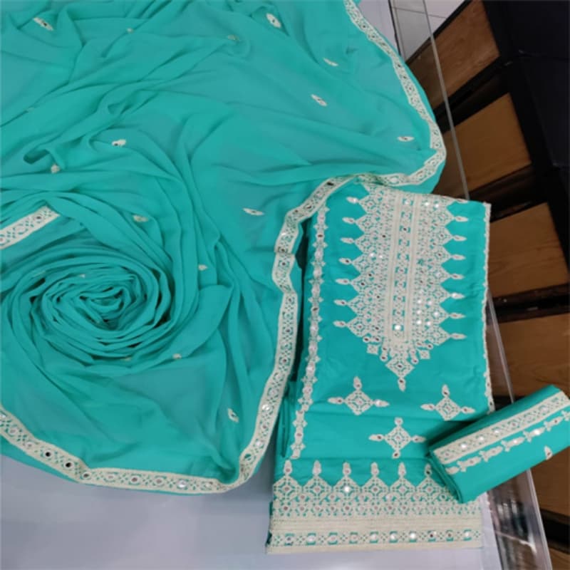 Cotton with shaffon duppata